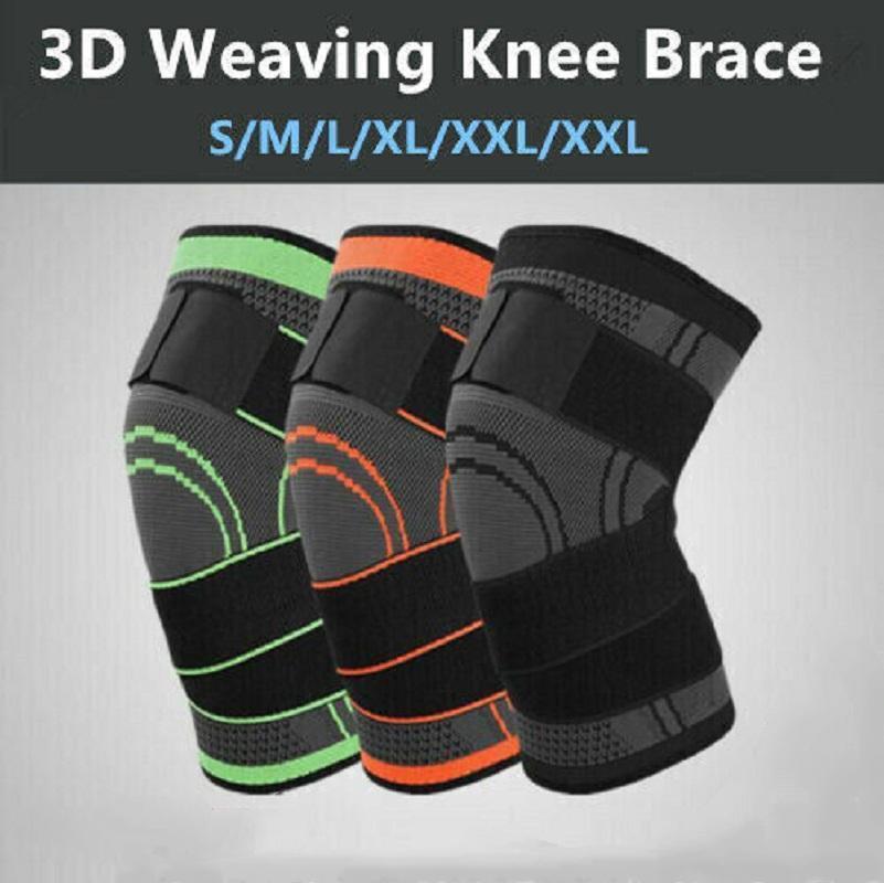 3D Weaving Knee Brace Breathable Sleeve Support Running Jogging Joint Pain Leg Green - Green-L.
