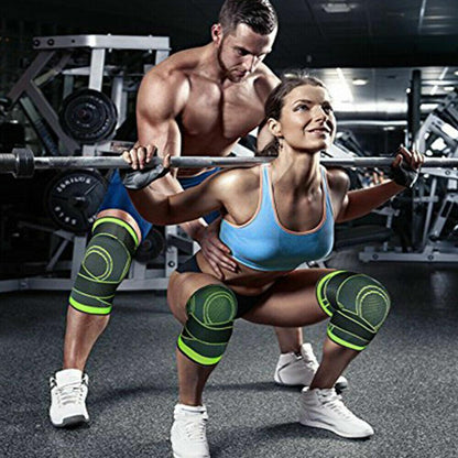 3D Weaving Knee Brace Breathable Sleeve Support Running Jogging Joint Pain Leg Green - Green-L.