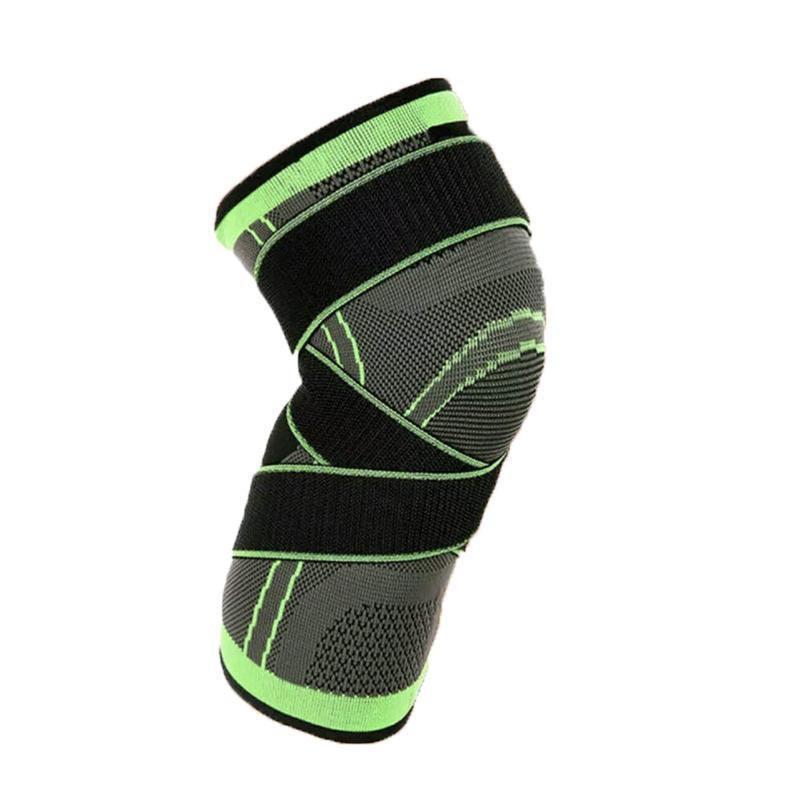 3D Weaving Knee Brace Breathable Sleeve Support Running Jogging Joint Pain Leg Green - Green-L.