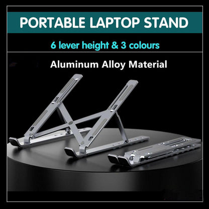Adjustable Laptop Stand Portable Aluminum Alloy Desktop Holder for 11 to 17.3 Inch - Sliver.