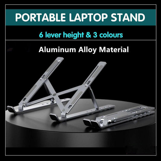 Adjustable Laptop Stand Portable Aluminum Alloy Desktop Holder for 11 to 17.3 Inch - Sliver.