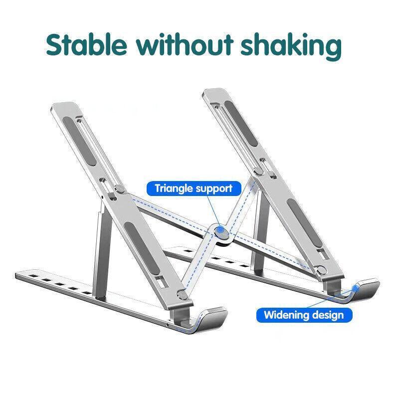 Adjustable Laptop Stand Portable Aluminum Alloy Desktop Holder for 11 to 17.3 Inch - Sliver.