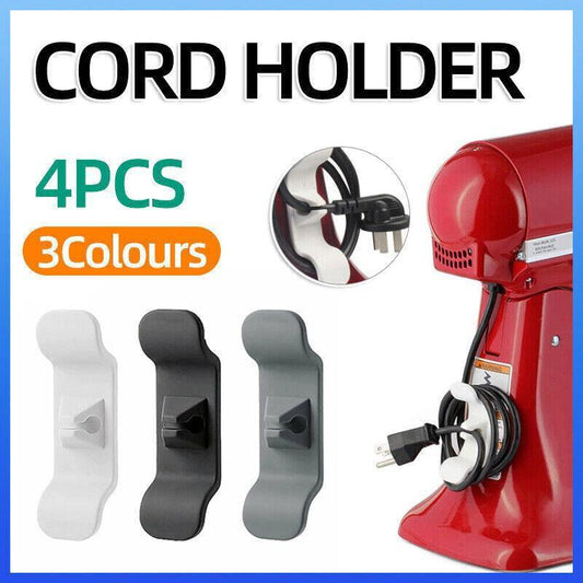 Cord Organizer Wrap Holder 4pcs Kitchen Appliance Cable Winder Adhesive Clip - 4PCS White.