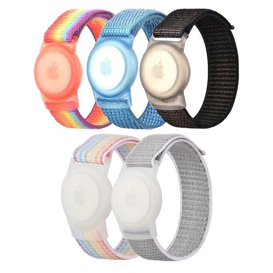 For Apple Airtag Case Protective Cover Wristband Nylon Air Tag Band Anti-Lost S Size - Grey.