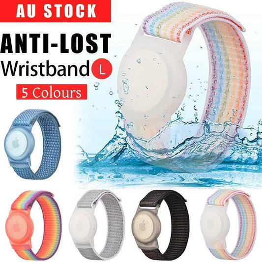 For Apple AirTag Case Protective Cover Wristband Nylon Air Tag Band Anti-lost L Size - Grey.