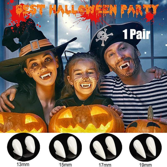 Cosplay Vampire Fangs Fake Teeth for Halloween Costume Party Dress Up 2PCS Prop Set - 19mm-1Piar.