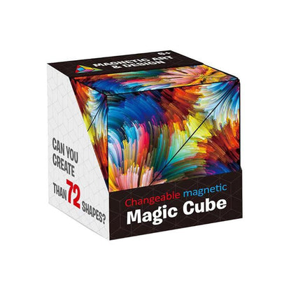 Variety Changeable Magnetic Magic Cube 3D Hand Flip Puzzle Anti Stress Toys Gift - Colourful Pattern.