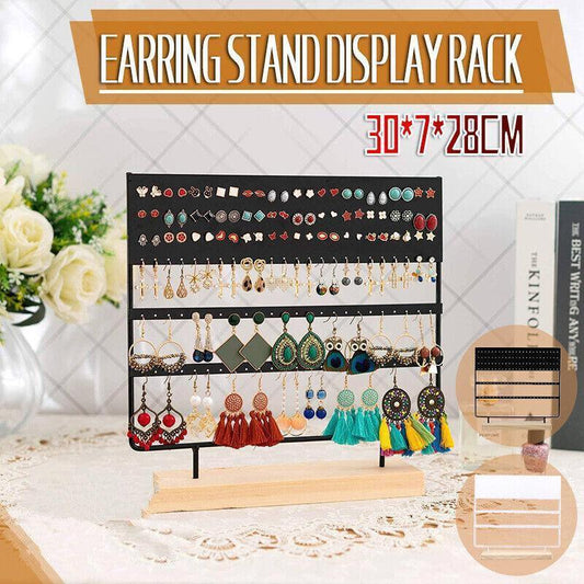 Earring Stand Display Rack 3-Tier Ear Stud Holder Jewelry Organizer 144 Holes - White.