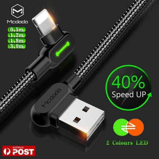 Mcdodo Fast Usb Cable Heavy Duty Charging Syn Charger Iphone 90 Degree Angle - 1.2m.