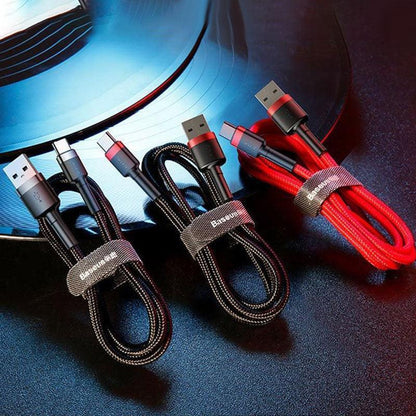 Red+Black Baseus USB to Type C Charger Cable 3A Fast Charging for Huawei - 3M 1PC.