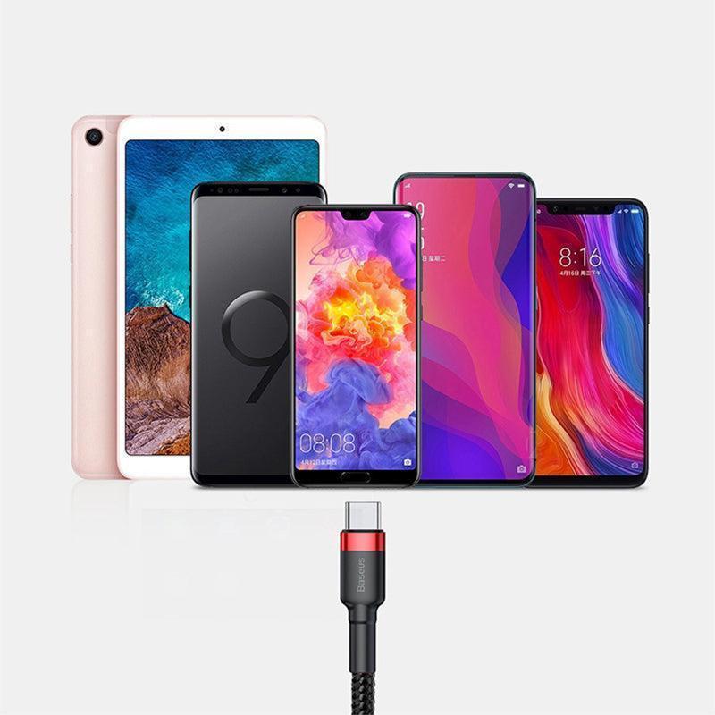 Red+Black Baseus USB to Type C Charger Cable 3A Fast Charging for Huawei - 3M 1PC.