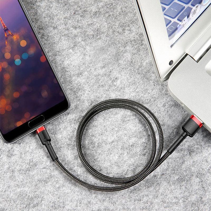 Red and Red Baseus USB To Type-C Charger Cable 3A Fast Charging For Huawei - 3M 1PC.