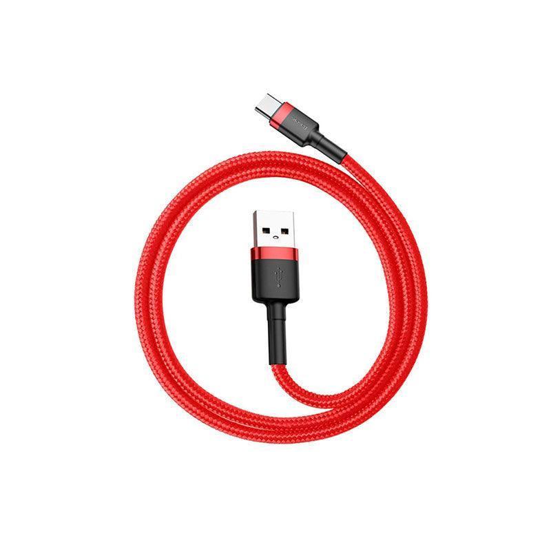Red and Red Baseus USB To Type-C Charger Cable 3A Fast Charging For Huawei - 3M 1PC.