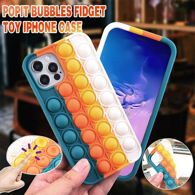 Blue-White Pop Fidget Toys Push It Bubble Phone Case For Iphone - iPhone 13Pro.