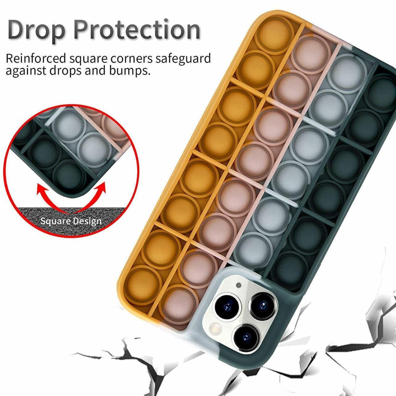 Blue-White Pop Fidget Toys Push It Bubble Phone Case For Iphone - iPhone 13Pro.