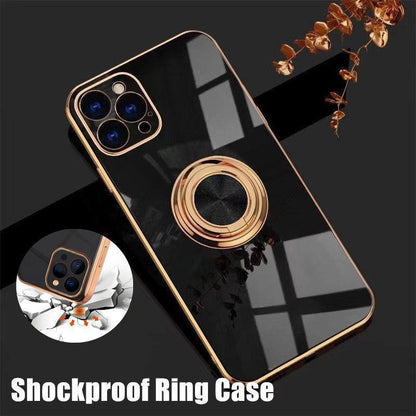 Black Luxury Shockproof Silicone Ring Case Stand Cover for iPhone 14 13 12 Pro Max - iPhone 7/8/SE2.