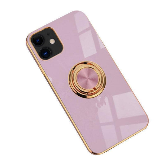 Light Purple Luxury Shockproof Silicone Ring Case Stand Cover for iPhone 14 13 12 Pro Max - iPhone XR.
