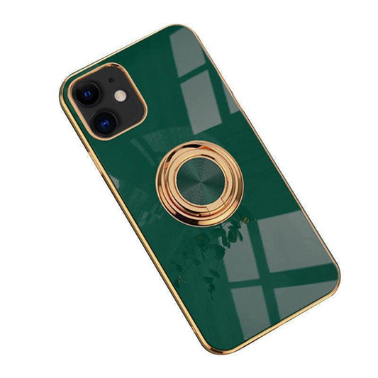 Dark Green Luxury Shockproof Silicone Ring Case Stand Cover for iPhone 14 13 12 Pro Max - iPhone 7/8 Plus.