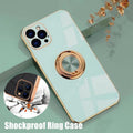 Light Cyan Luxury Shockproof Silicone Ring Case Stand Cover for iPhone 14 13 12 Pro Max - iPhone XR.