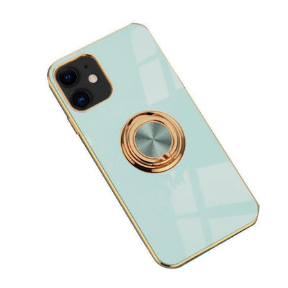 Light Cyan Luxury Shockproof Silicone Ring Case Stand Cover for iPhone 14 13 12 Pro Max - iPhone XR.