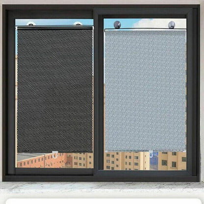 Silver Roller Blinds Suction Cup Sunshade Blackout Curtains Car Home Window Curtains - 45 X 125 CM