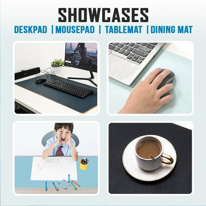 60*30Cm Leather Mouse Pad Gaming Waterproof Mousepad Desk Mat Anti-Slip Rubber - Light Blue.