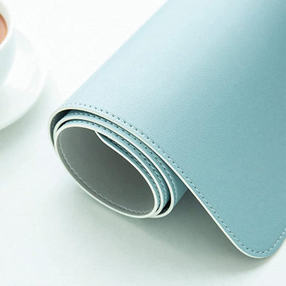 60*30Cm Leather Mouse Pad Gaming Waterproof Mousepad Desk Mat Anti-Slip Rubber - Light Blue.