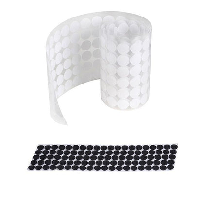 Hook and Loop Sticky Self Adhesive Dots Coins Circles Tape Black White 15mm - White.