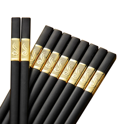 10Pairs Premium Fiberglass Reusable Chopsticks - Dishwasher Safe - Silver-3