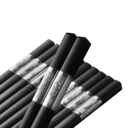 10Pairs Premium Fiberglass Reusable Chopsticks - Dishwasher Safe - Silver-3