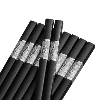 10Pairs Premium Fiberglass Reusable Chopsticks - Dishwasher Safe - Silver-3