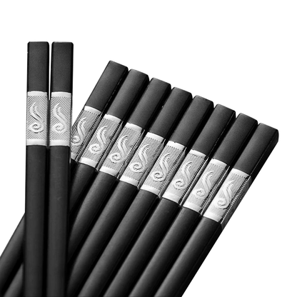 10Pairs Premium Fiberglass Reusable Chopsticks - Dishwasher Safe - Silver-3
