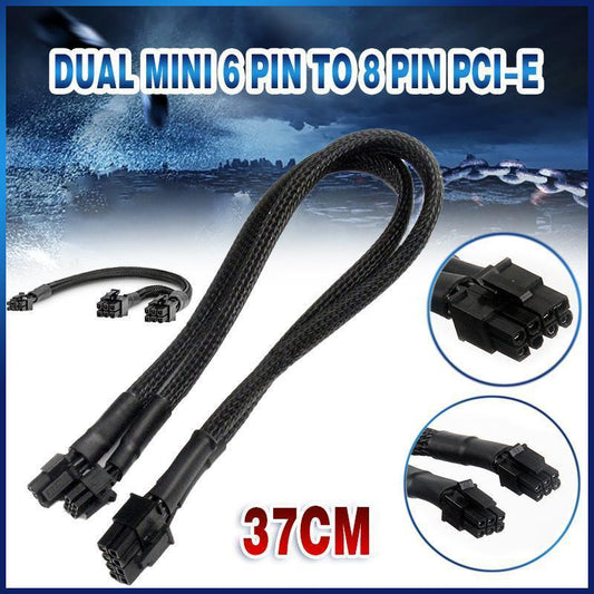 Dual Mini 6 Pin to 8 Pin PCI-E Video Card Power Cable Y Splitter 18AWG Mac Pro.