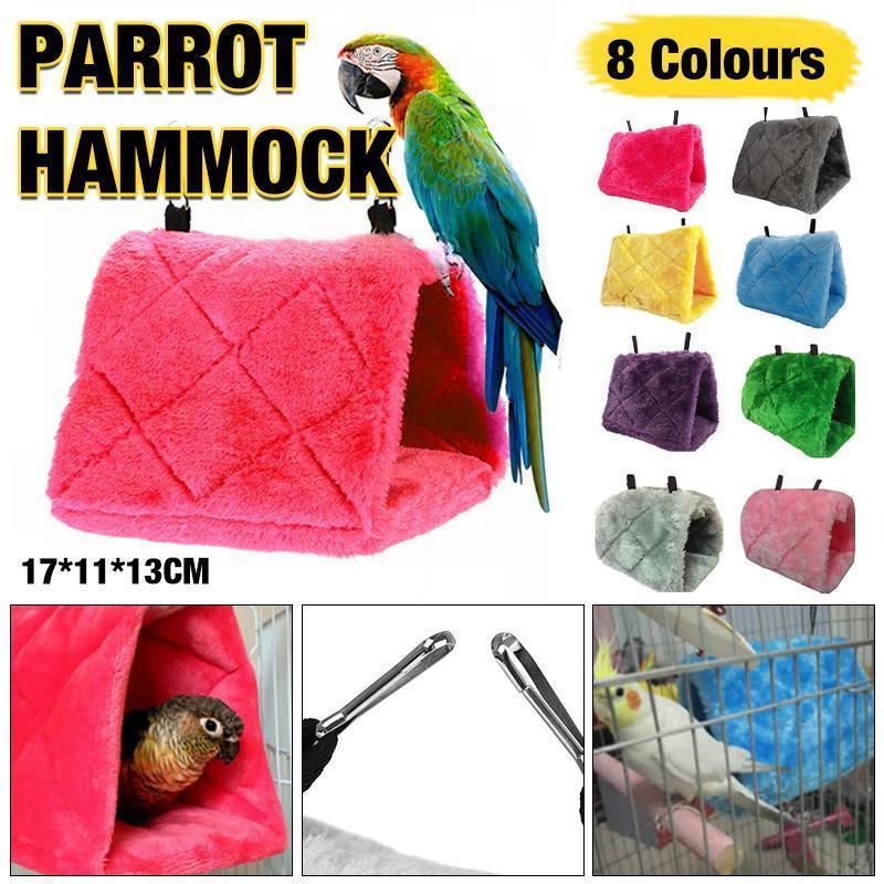 Pet Bird Parrot Parakeet Budgie Warm Hammock Cage Hut Tent Bed Hanging Cave - Grey.