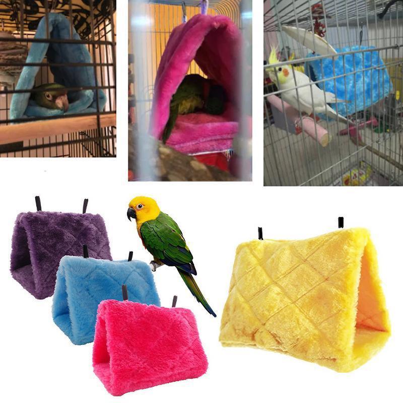 Pet Bird Parrot Parakeet Budgie Warm Hammock Cage Hut Tent Bed Hanging Cave - Grey.