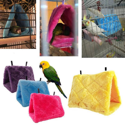 Pet Bird Parrot Parakeet Budgie Warm Hammock Cage Hut Tent Bed Hanging Cave - Grey.