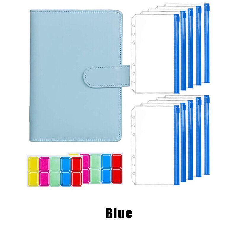 A6 Pu Leather Binder Pockets Cash Envelope Planner Notebooks - Laser Silver