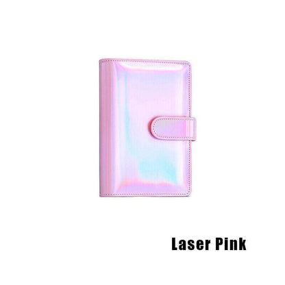 A6 Pu Leather Binder Pockets Cash Envelope Planner Notebooks - Laser Silver