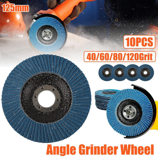 10pcs Flap Disc 40/60/80/120 Grit Angle Grinder Wheel Set Durable Sanding Tool - 40 Grit.