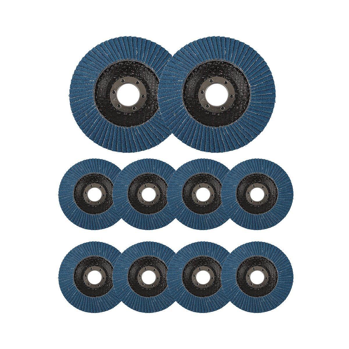 10pcs Flap Disc 40/60/80/120 Grit Angle Grinder Wheel Set Durable Sanding Tool - 40 Grit.