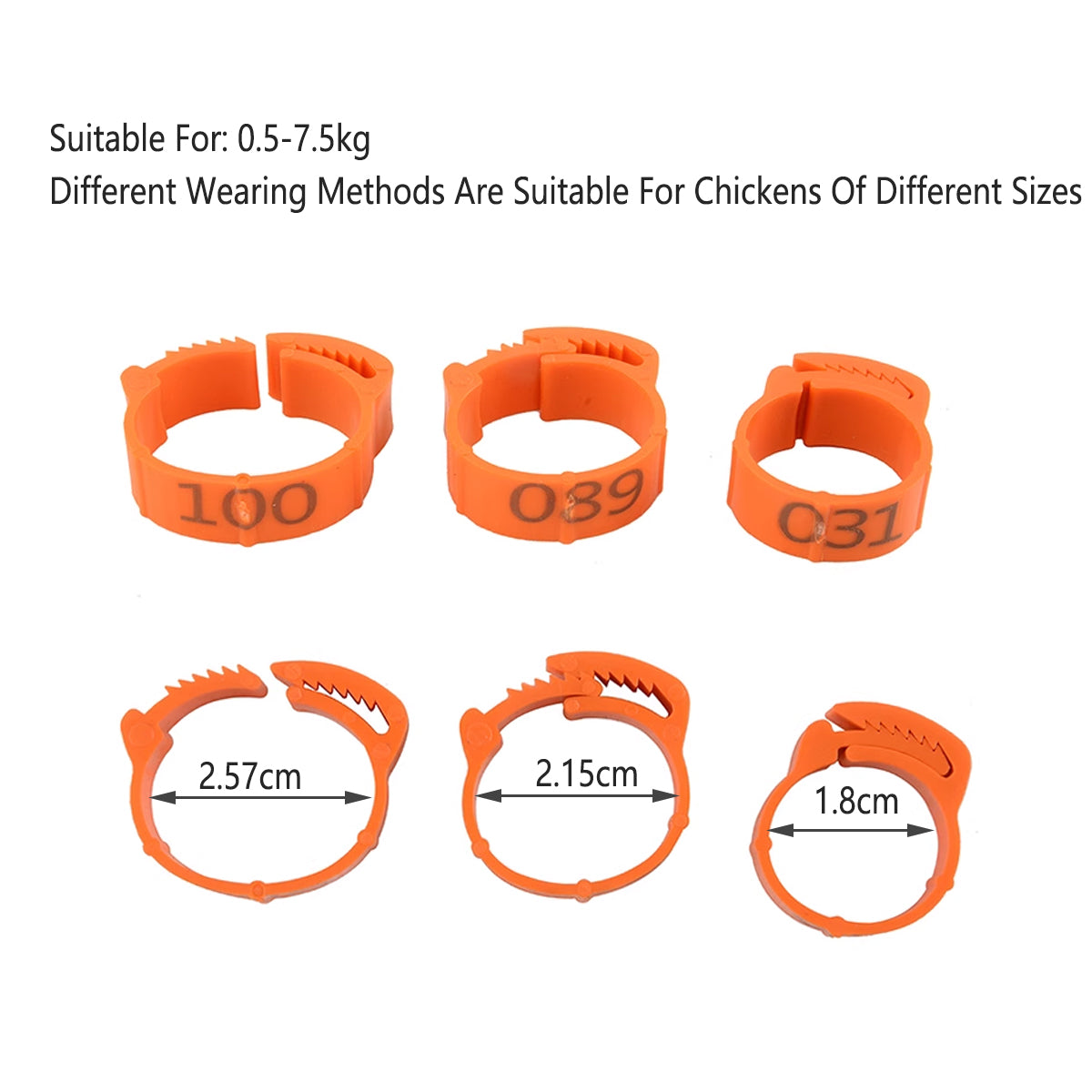 Chicken Duck Goose Leg Rings 100pcs Numbered Ankle Bands Bird ID Tags Farm Use - Green