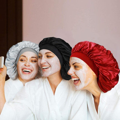 Sleeping Bonnet Hair Wrap Silk Satin Cap Women Elastic Night Soft Hat Headwear - Purple