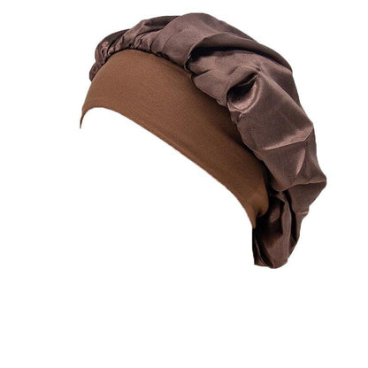 Sleeping Bonnet Hair Wrap Silk Satin Cap Women Elastic Night Soft Hat Headwear - Purple