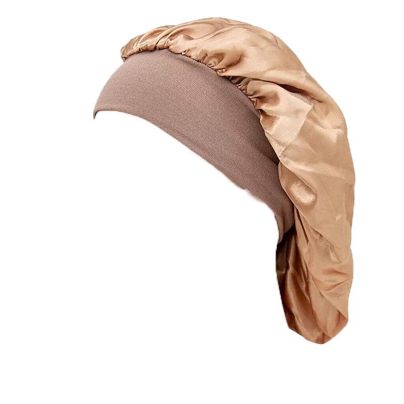 Sleeping Bonnet Hair Wrap Silk Satin Cap Women Elastic Night Soft Hat Headwear - Purple