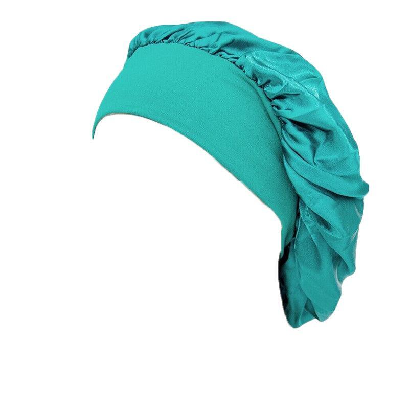 Sleeping Bonnet Hair Wrap Silk Satin Cap Women Elastic Night Soft Hat Headwear - Purple