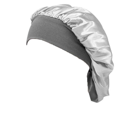 Sleeping Bonnet Hair Wrap Silk Satin Cap Women Elastic Night Soft Hat Headwear - Purple