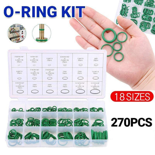 270 Pcs Air Conditioning O Ring Assortment Kit Green Air Con 18 Sizes Oring Gas.