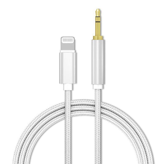 Lightning to 3.5mm Aux Audio Cable Adapter for Car Speaker Headphone Sound System - Silver.