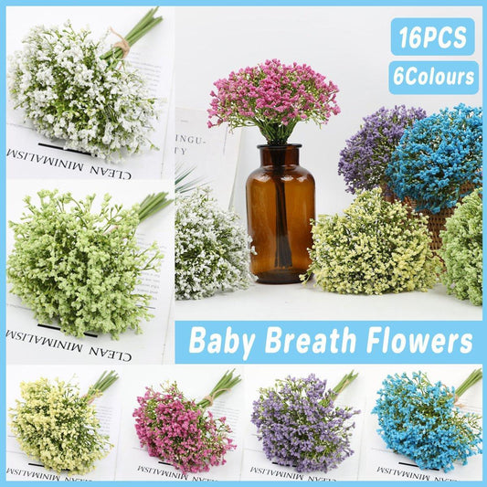 16pcs Artificial Foam Full Star Flowers Wedding Bouquet Home Decor Simulation - White