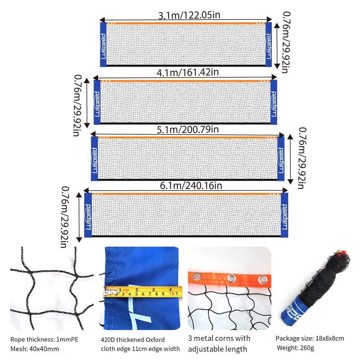 Portable Outdoor Badminton Net Set Easy Setup Adjustable Height Sports Equipment - 3.1M.